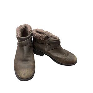 UGG Brown Leather Ankle Boots With Shearling Lining Womens Size 8 SKU 9972